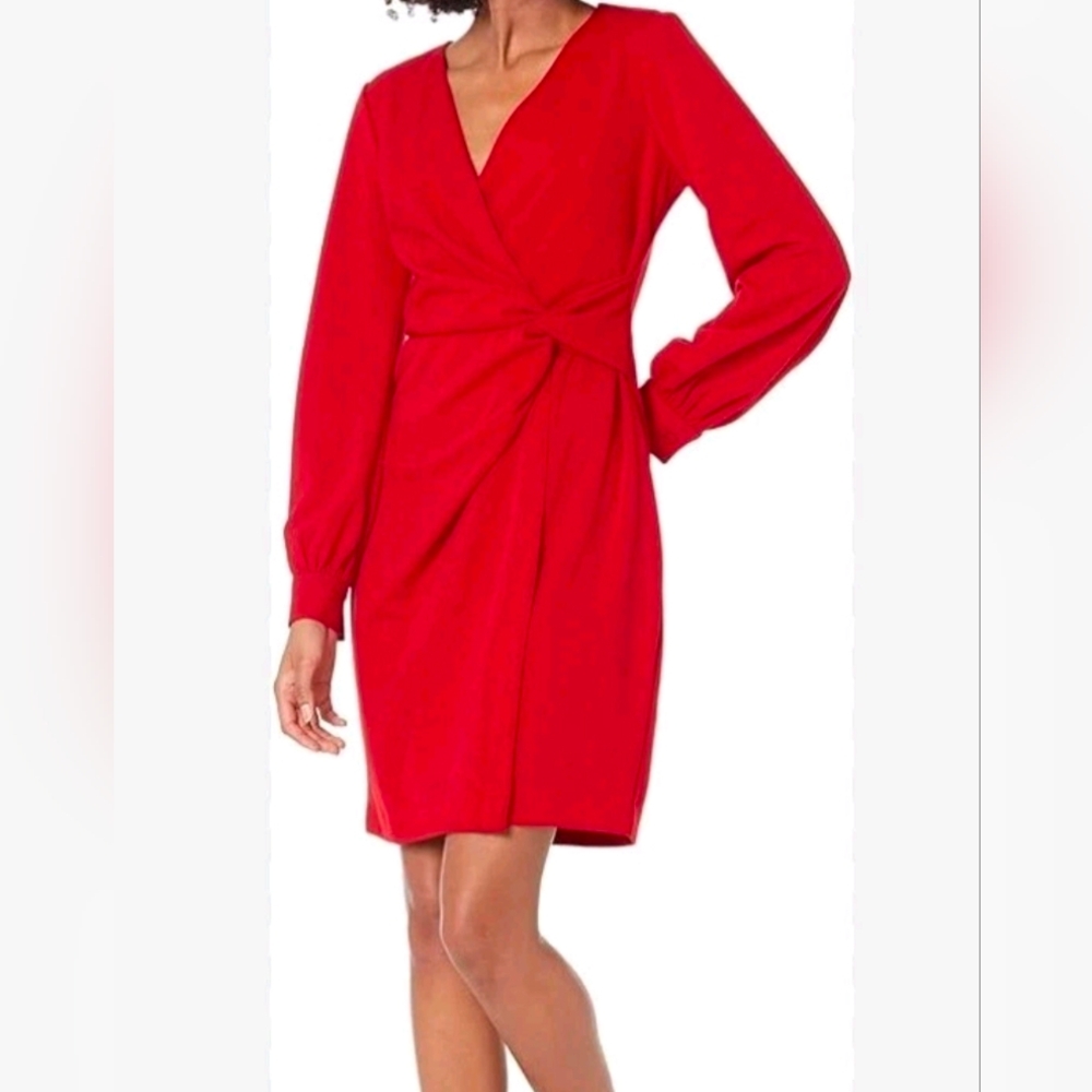 DKNY Deep Red Long Sleeve Dress